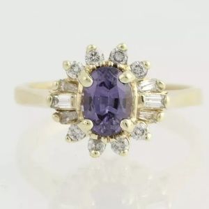Spinel Diamond Vintage Estate Ring 14k gold Sz 6.5